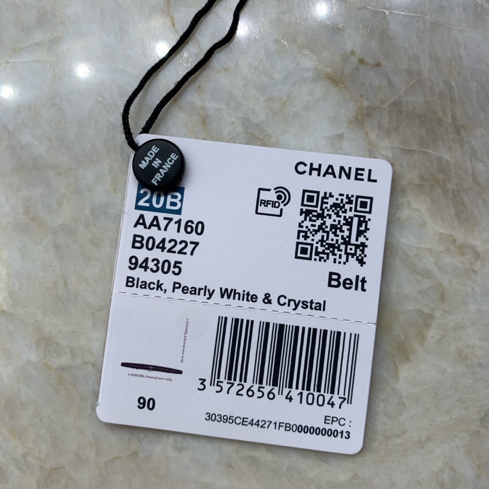 SOLD Chanel Black Pearly White & Crystal Belt - Picture 10 of 11